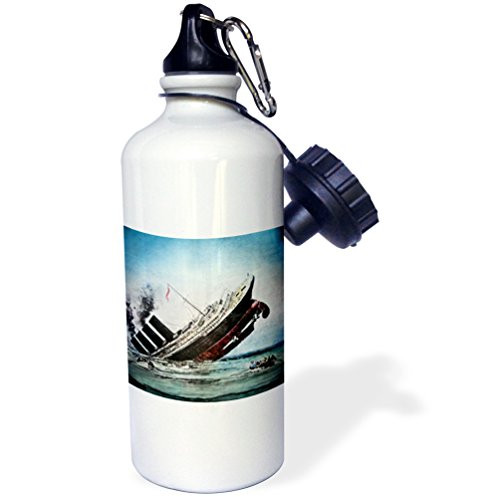 3dRose wb_77470_1 Figure Skating Girls Rule Purple Skate Sports Water Bottle, 21 oz, White