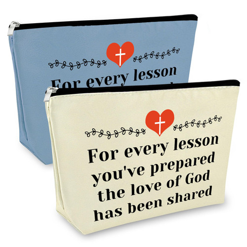 Sunday School Teacher Appreciation Gift Makeup Christian Teacher Appreciation Gifts Bag Bible Verse Gift Religious Gift for Teacher Graduation Birthday Gift for Women 2PCS Travel Cosmetic Pouch Sunday School Teacher Appreciation Gift Makeup Christian Teacher Appreciation Gifts Bag Bible Verse Gift Religious Gift for Teacher Graduation Birthday Gift for Women 2PCS Travel Cosmetic Pouch