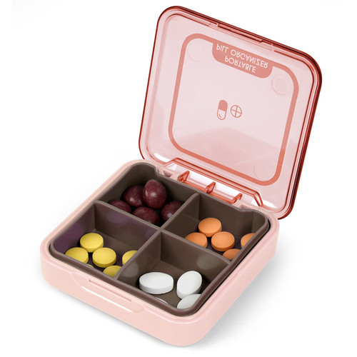 Daily Pill Organizer Vitamin Planner Portable Medicine Box, Travel Compartments Pill Organizer Box, Moisture Proof Small Pill Case for Pocket Purse Daily Pill Holder Container for Medicine Vitamin