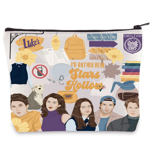 WZMPA Lorelai and Rory Fans Cosmetic Bag Gilmore TV Show Gifts I'd rather Be In Stars Hollow Makeup Zipper Pouch Bag Luke's Diner Merchandise (Stars Hollow) WZMPA Lorelai and Rory Fans Cosmetic Bag Gilmore TV Show Gifts I'd rather Be In Stars Hollow Makeup Zipper Pouch Bag Luke's Diner Merchandise (Stars Hollow)