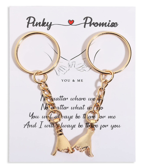 Best Friend Keychains Long Distance Friendship Gifts Bff Gifts for Best Friend Women Teen Girls Friendship Keychain Jewelry 2 Pcs Pinky Promise Keychain Gift for Soul Sister Bestie Couples (GG)