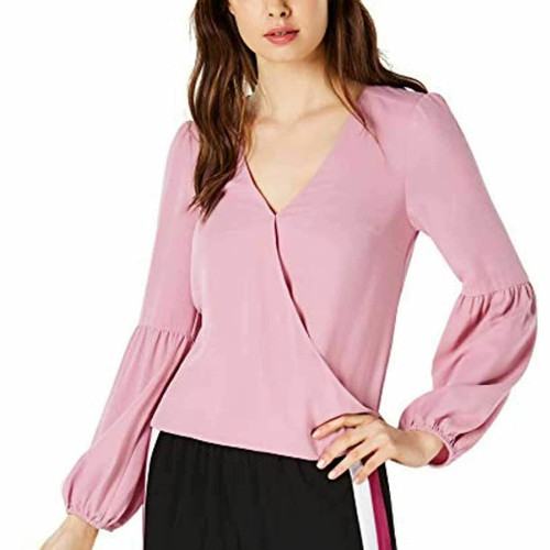 Bar III Womens Pleated Office Blouse Pink M