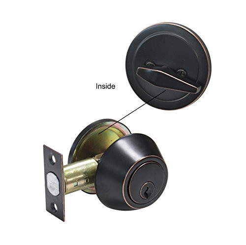 Gobrico Round Single Cylinder Deadbolt Door Lock Knob Oil-Rubbed Bronze 1Pack