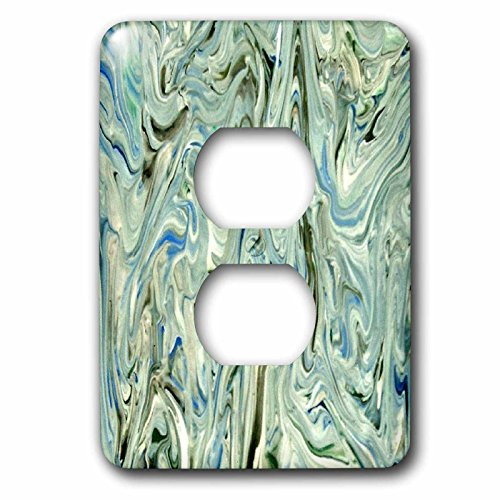 3dRose LSP_236436_6 Blue Green White Marbling Plug Outlet Cover, Multicolor
