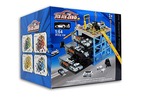 WolVol Police Station Garage Storage Cars With Die Cast Police Cars