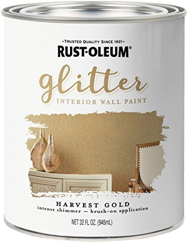 Rust-Oleum 323859 Glitter Interior Wall Paint, Quart, Harvest Gold