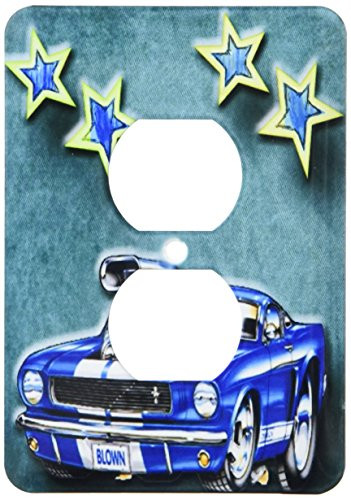 3dRose lsp_128830_6 Blown Mustang Vintage Race Car with Stars for The Classic Car Lover Light Switch Cover