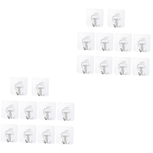 Cabilock 20 pcs Self Adhesive Hooks Towel Wall Mount Hook Wall Hangers Space Saving Key Hanger Wall Decor Stick on Wall Hooks Sticky Hangers Towel Hook Kitchen Hook Wall Decoration