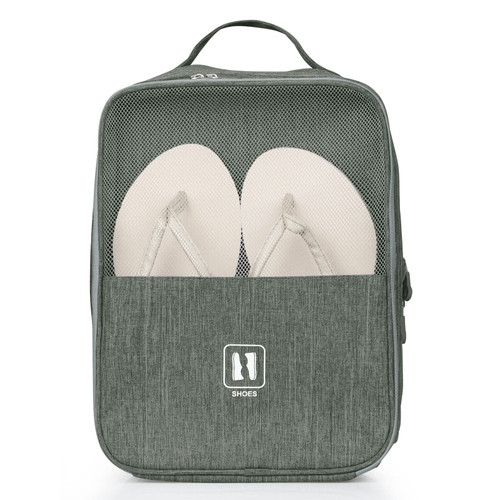 TRAVKOA Travel Shoe Bags, Large Shoe Bag Holds 3 Pair of Shoes for Travel Portable Shoes Pouch and Daily Use Storage Pouch with Handle, Small Grey