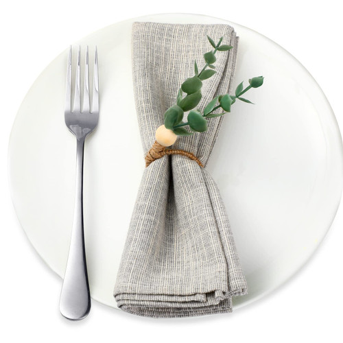 Thanksgivings Napkin Rings Set Eucalyptus Napkin Rings Greenery Napkin Rings Boho Leaf Napkin Rings Rustic Farmhouse Wooden Napkin Holders for Weddings Christmas Party Table Decorative (6 Pieces)