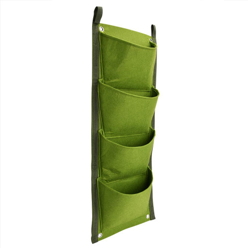 MIGONG Vertical Plant Bag, 4 Pocket Vertical Greening Hanging Wall Outdoor Garden Grow Plant Bags Planter Vertical Garden Planters for Indoor and Outdoor Gardening 27.6X11.8In