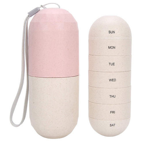 Cute Pill Organizer 7 Day, Weekly Pill Cases Box Waterproof MoistureProof,Travel Weekly Capsule Shape Medicine Case Portable 7 Day Travel Pills Container