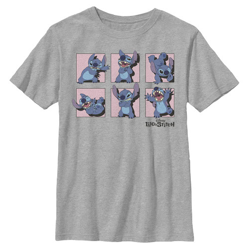 Disney Lilo Stitch Poses Boy's Crew Tee, Athletic Heather, X-Small