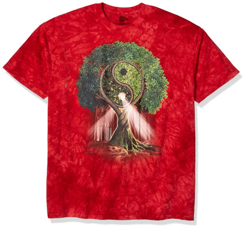 The Mountain Yin Yang Tree Adult T-Shirt, Red, Small The Mountain Yin Yang Tree Adult T-Shirt, Red, Small