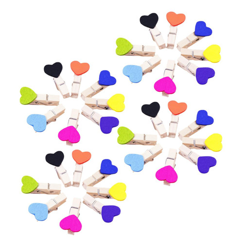 Alipis 100pcs Colored Loving Heart Wooden Clip Hanging Pictures Clip Photo clothespins Photo Picture pegs Mini Clothes pegs Mini clothespins Photo Clips Small Clothes Basswood Cartoon