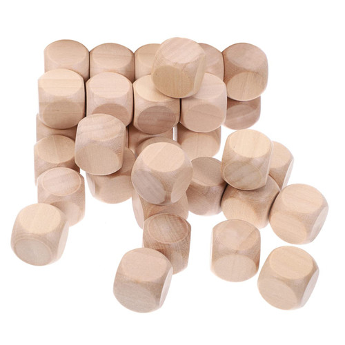 EXCEART 30pcs Six Sided Wooden Dice Wooden Game Dices Wooden Dice for Crafts Math Teaching Dices DIY Painting Dice Board Game Dices Wooden Dice Toy DIY Dice Toy Child Checkerboard Blank