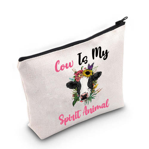 LEVLO Funny Cow Cosmetic Make Up Bag Cow Lover Inspired Gift Cow Is My Spirit Animal Makeup Zipper Pouch Bag (Cow Spirit Animal) LEVLO Funny Cow Cosmetic Make Up Bag Cow Lover Inspired Gift Cow Is My Spirit Animal Makeup Zipper Pouch Bag (Cow Spirit Animal)