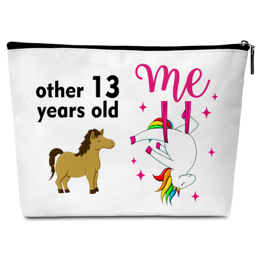 13th Birthday Gifts for Girls, 13 Years Old Funny Unicorn Makeup Bag, 13th Birthday Gifts Cosmetic Bag for Sister Bestie Best Friends Daughter Niece-A01 13th Birthday Gifts for Girls, 13 Years Old Funny Unicorn Makeup Bag, 13th Birthday Gifts Cosmetic Bag for Sister Bestie Best Friends Daughter Niece-A01