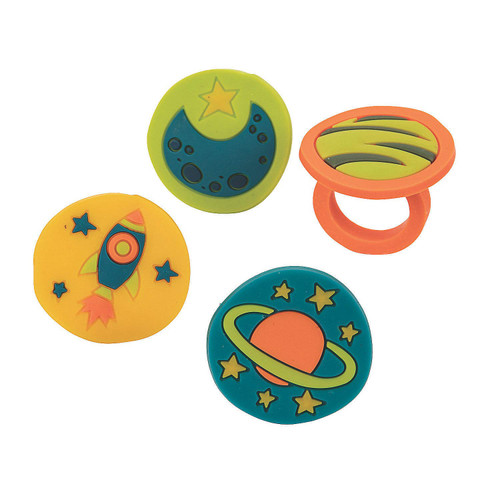 Fun Express Space Rubber Ring Assortment - Jewelry - 12 Pieces