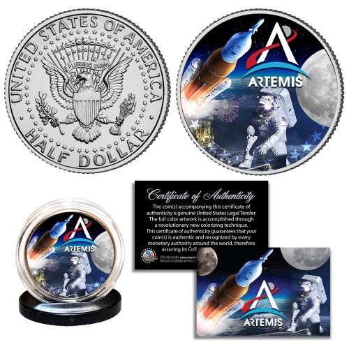 Artemis Missions NASA Space Program Moon JFK Kennedy Half Dollar U.S. Coin Artemis Missions NASA Space Program Moon JFK Kennedy Half Dollar U.S. Coin