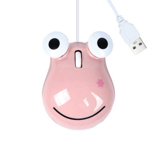 OTYSRH Cute Frog Shaped Wired Mouse Animal Cartoon Small Optical USB Corded Mice 1600 DPI Portable Travel Mini Mouse for Computer PC Laptop for Kids Gift (Pink)