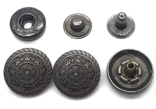 ZLYY 10 Set Black Leather Snap Fasteners Kit, Metal Button Snaps Press Studs, Leather Snaps for Clothes, Jackets, Jeans Wears, Bracelets, Bags