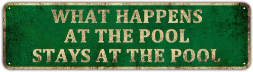 KIOZIY Wall Decor - What Happens at The Pool Stays at The Pool, Tin Sign Funny Pool Metal Signs 4" x 16" KIOZIY Wall Decor - What Happens at The Pool Stays at The Pool, Tin Sign Funny Pool Metal Signs 4" x 16"