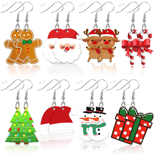 8 Pairs Holiday Earrings for Women Christmas Acrylic Earrings Double Side Design Christmas Tree Gingerbread Men Decoration Christmas Jewelry 8 Pairs Holiday Earrings for Women Christmas Acrylic Earrings Double Side Design Christmas Tree Gingerbread Men Decoration Christmas Jewelry
