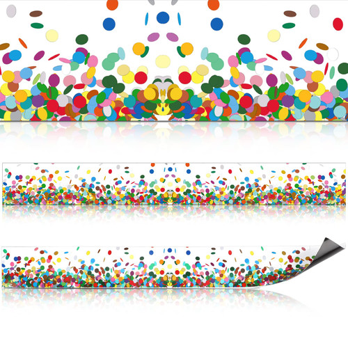 12 Pieces Magnetic Borders for Classroom Whiteboard Colorful Bulletin Board Border Strips Border Trim for Classroom Office Decor (Confetti)