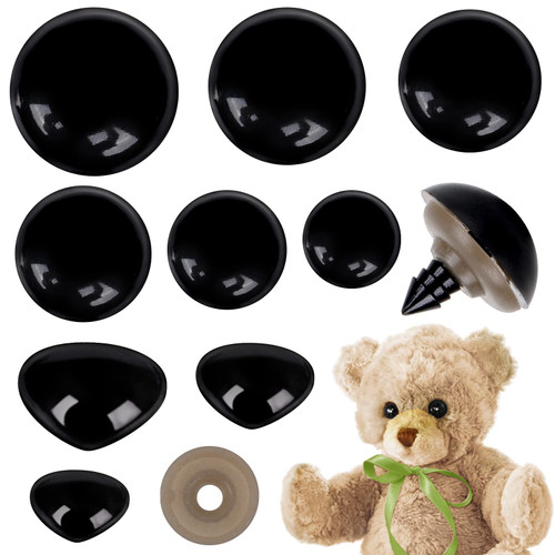 QUEFE 180pcs Large Safety Eyes and Noses for Amigurumi, 16-30mm Plastic Black Eyes with Washers for Crochet Animals, Puppet, Stuffed Animal and Teddy Bear QUEFE 180pcs Large Safety Eyes and Noses for Amigurumi, 16-30mm Plastic Black Eyes with Washers for Crochet Animals, Puppet, Stuffed Animal and Teddy Bear
