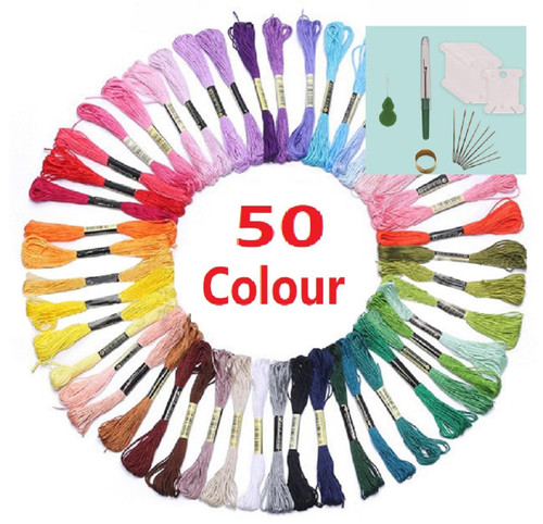Embroidery Floss Rainbow Color 50 Skeins Per Pack Cross Stitch Threads Friendship Bracelets Floss Crafts Floss (50 Fixed Color)