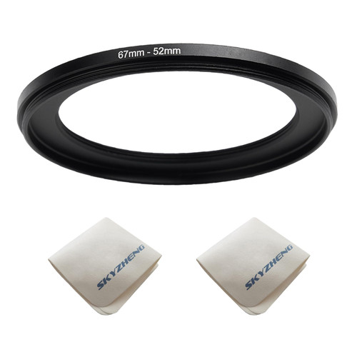 62mm Lens to 52mm Camera Lens Adapter 62mm to 52mm Step Down Ring Adapter Ring for All Brands of UV ND CPL, with Premium Lens Wiping Cloth (2 Pack) (62mm-52mm)