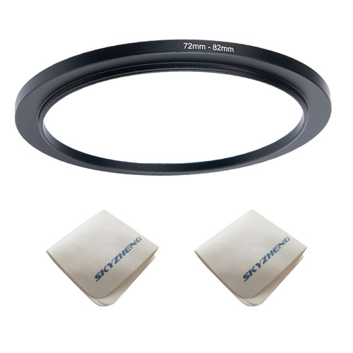 72mm Lens to 82mm Camera Lens Adapter 72mm to 82mm Step Up Ring Adapter Ring for All Brands of UV ND CPL, with Premium Lens Wiping Cloth (2 Pack) (72mm-82mm)
