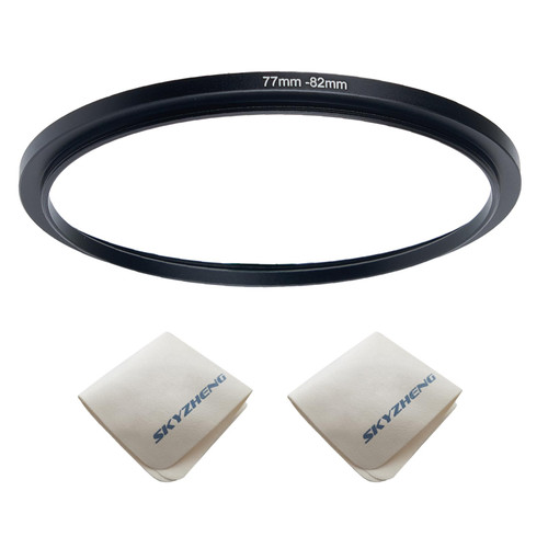 77mm Lens to 82mm Camera Lens Adapter 77mm to 82mm Step Up Ring Adapter Ring for All Brands of UV ND CPL, with Premium Lens Wiping Cloth (2 Pack) (77mm-82mm)