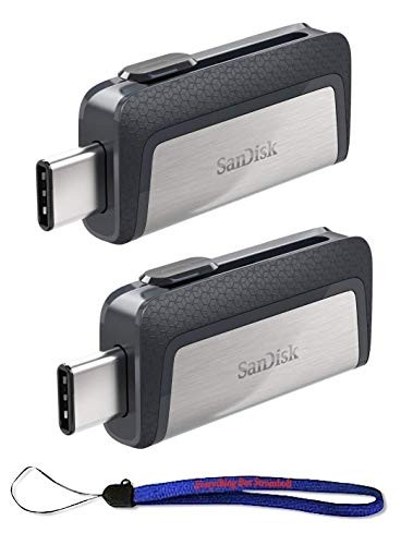 SanDisk Ultra 16GB (Two Pack) Dual Drive USB Type-C (SDDDC2-016G-G46) With Everything But Stromboli Lanyard
