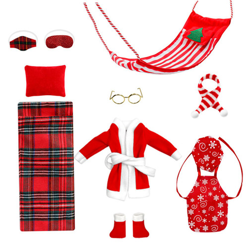 Christmas Elf Kit 1 Set Christmas Elf on The Shelf Xmas Themed Cute Cartoon DIY Decorative Elf Kit Non-Woven Fabric Elf Doll Accessories Gift for Kids, No Elf Doll