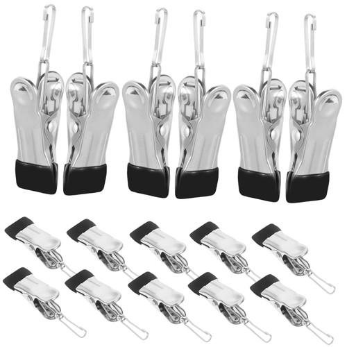 FONDOTIN 20pcs Clothespin with Hanging Buckle Socks Hanging Clips Laundry Clips Curtain Clips with Hooks Beach Towel Clips Windproof Quilt Clothespins Double Head Rack Clip PVC to Rotate