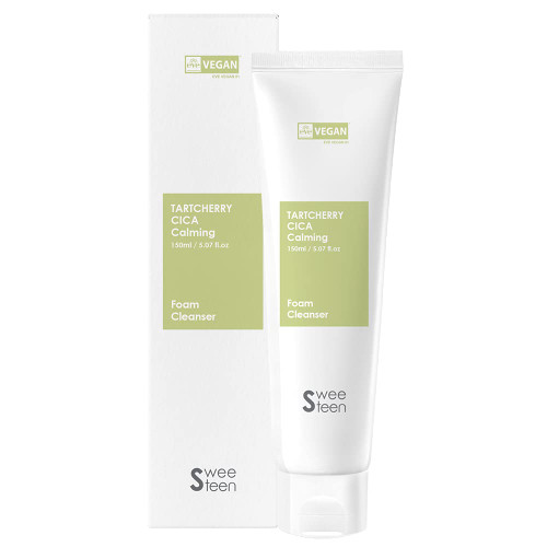 [SWEETEEN] Tart Cherry CICA Calming Foam Cleanser, Korean Skincare, Vegan Beauty, Eve Vegan Certified, Eco-Friendly, Vegan-Friendly, Vegan Facial Foam Cleanser, Deep Cleansing for Sensitive Skin, 5.07 Fl. Oz.