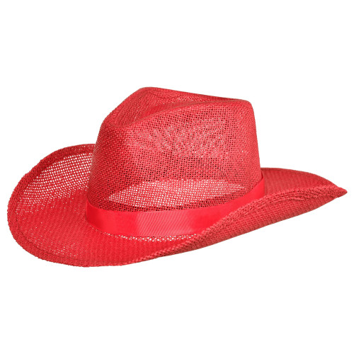Amscan Straw Cowboy Hat | Red | Adult Size | 1 Pc.