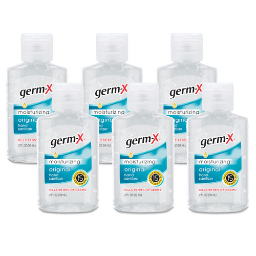 Germ-x Original Hand Sanitizer, Kids Hand Sanitizer, Non-Drying Moisturizing Gel with Vitamin E, Instant and No Rinse Formula, Bulk Mini Travel Size for On-The-Go, 2 Fl Oz (Display Pack of 6)