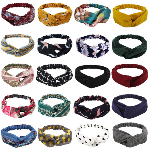 RIY 20 Pack Women Headbands with Twist Knot Boho Flower Print Criss Cross Head Wrap Elastic Hair Band - D RIY 20 Pack Women Headbands with Twist Knot Boho Flower Print Criss Cross Head Wrap Elastic Hair Band - D