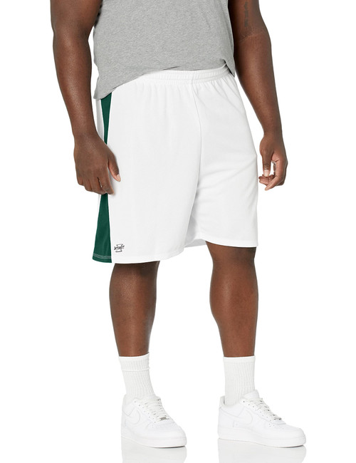Intensity Diamond Flatback Mesh Basketball Shorts, White/Dark Green, X-Large
