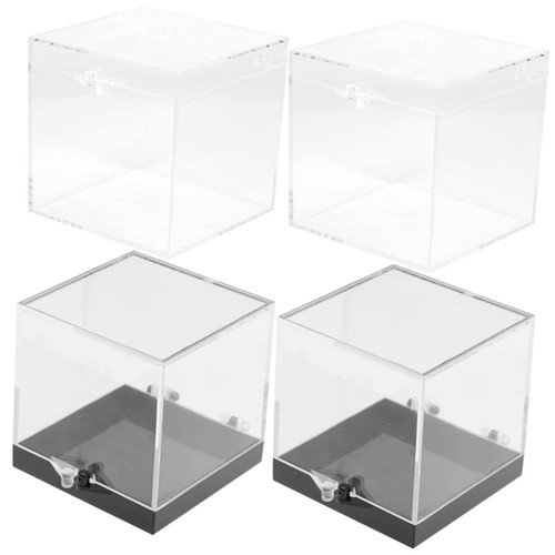 IMIKEYA 4pcs Boxes Display Box Plastic Display Stands Mini Plastic Containers Coin Display Case Jewlrey Orgainzer Countertop Display Case Jewelry Organizer Case Clear Square Containers Gem