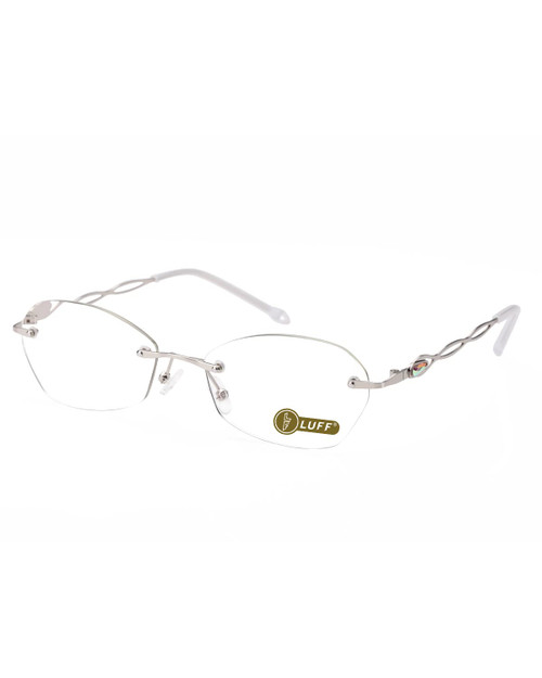LUFF Rimless Reading Glasses for Women Blue Light Blocking Lightweight Metal Classic Computer Readers Anti Eyestrain