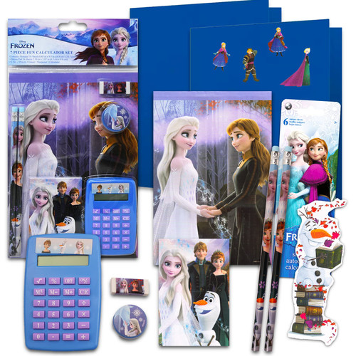 Disney Frozen School Supplies Bundle ~ 11 Pc Set Frozen Folders, Notepad, Pencils, Stickers, and More | Frozen Office Supplies Stationery