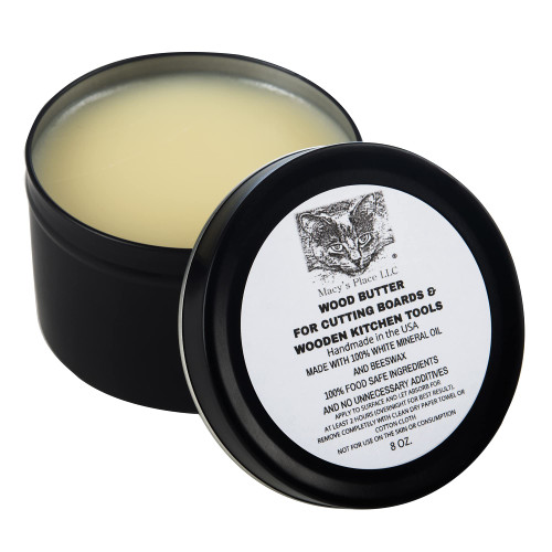 Wood Butter Cutting Board Wax - 8 oz - Conditioner for Butcher Block and Wooden Kitchen Tools. Macy;s Place Food Grade Mineral Oil and Beeswax for Wooden Tools. Support Animal Rescue Wood Butter Cutting Board Wax - 8 oz - Conditioner for Butcher Block and Wooden Kitchen Tools. Macy;s Place Food Grade Mineral Oil and Beeswax for Wooden Tools. Support Animal Rescue