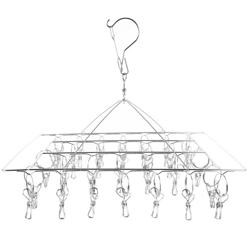 Alipis Hangers Clothes Hanger Drying Rack Hooks Clothes Rack Laundry Clip Laundry Hanger Socks Hanger Organizer Hanger with Clips for Drying Stainless Steel Child Clothesline Square