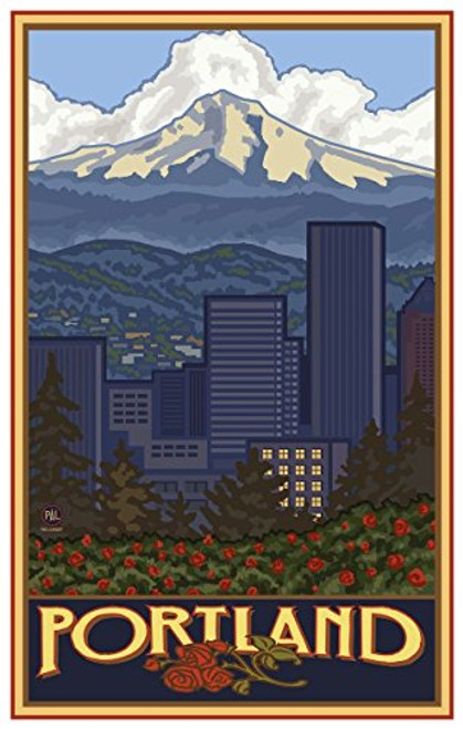 Portland Oregon Skyline Travel Art Print Poster by Paul A. Lanquist (12" x 18") Portland Oregon Skyline Travel Art Print Poster by Paul A. Lanquist (12" x 18")
