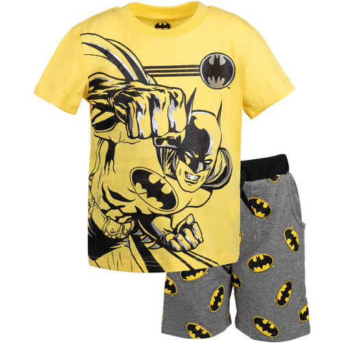 DC Comics Justice League Batman Toddler Boys T-Shirt French Terry Shorts Set Yellow 3T