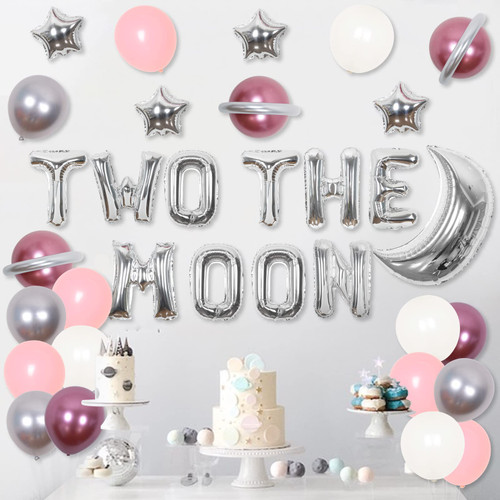 Two the Moon Birthday Decorations for Girl-Space 2nd Birthday Party Supplies Outer Space Astronaut Second Party Decor with Two The Moon Foil Balloon Banner Silver Moon and Star Foil Balloons Two the Moon Birthday Decorations for Girl-Space 2nd Birthday Party Supplies Outer Space Astronaut Second Party Decor with Two The Moon Foil Balloon Banner Silver Moon and Star Foil Balloons
